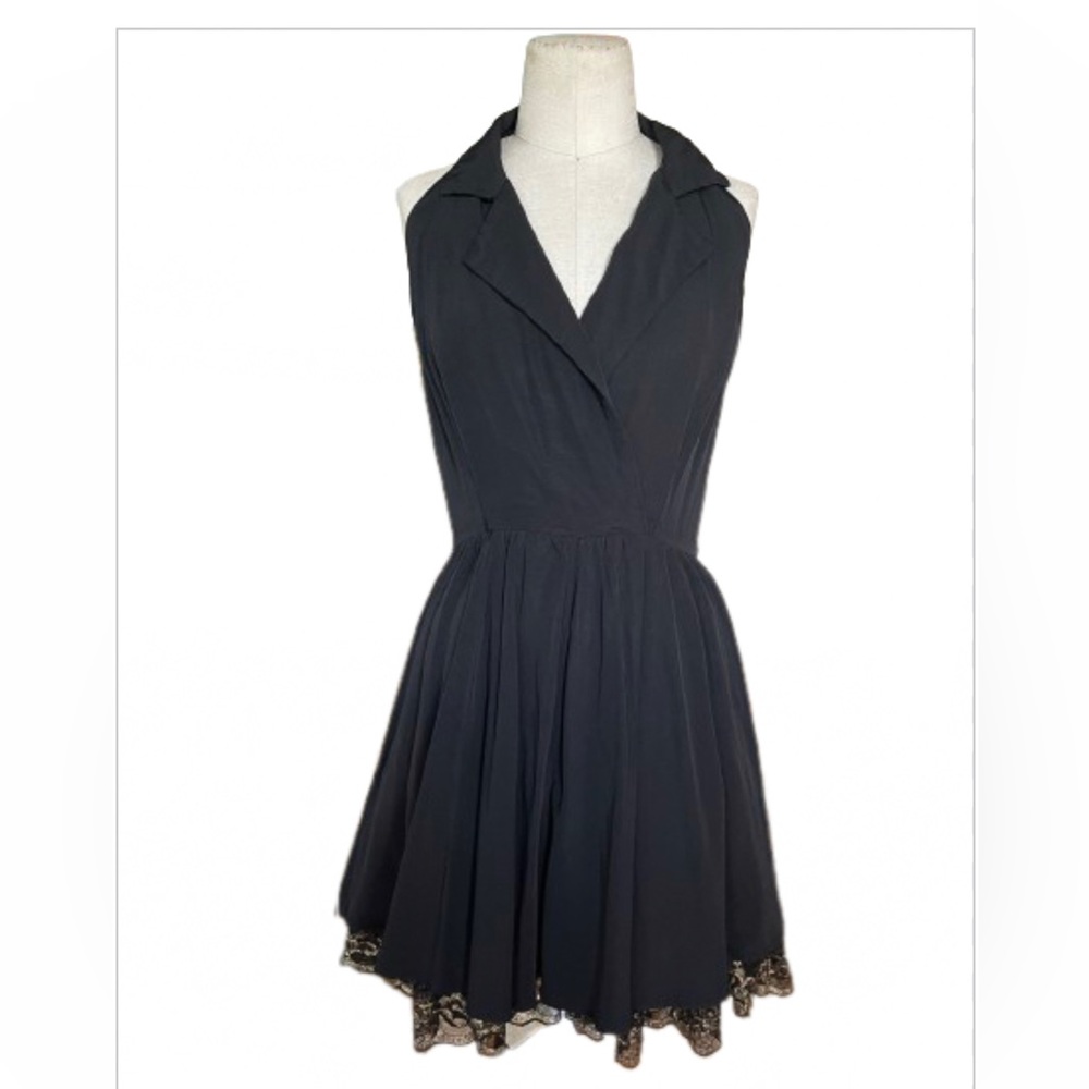 Vintage 90s All That Jazz black collared halter neck dress